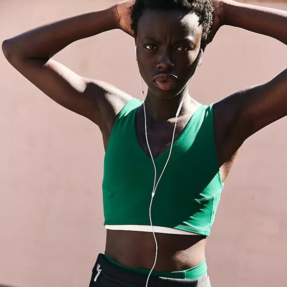 NWT Free People Movement Never Better Longline Green Crop Top - Picture 3 of 10